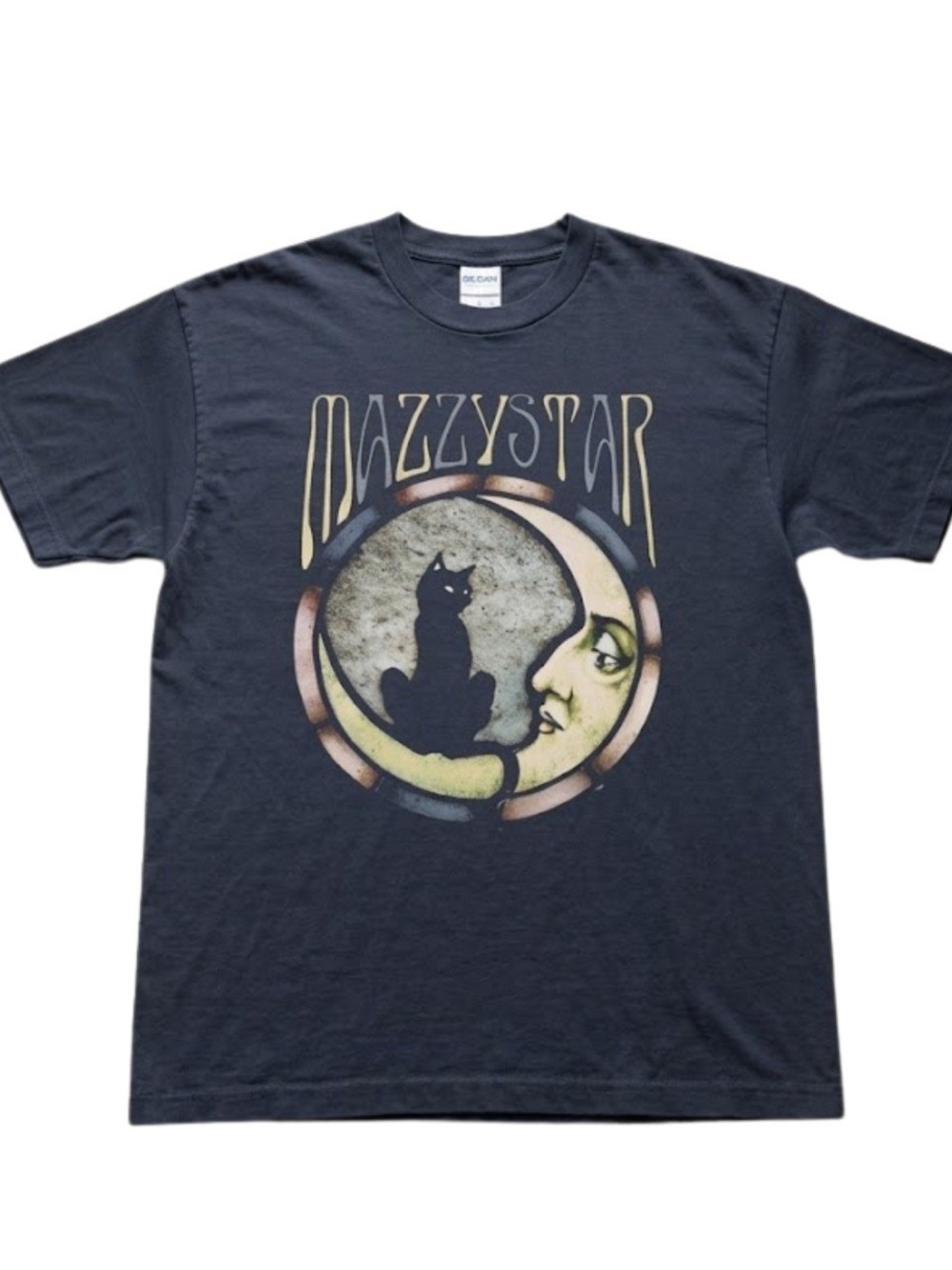 Gildan Mazzystar Black Graphic Tee with Moon & Cat